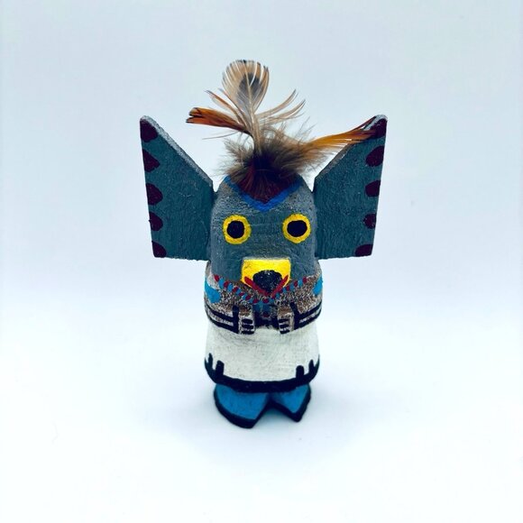 Vintage Native American Wooden Kachina Hand Painted Owl Doll Artist Signed RARE! - Picture 8 of 8